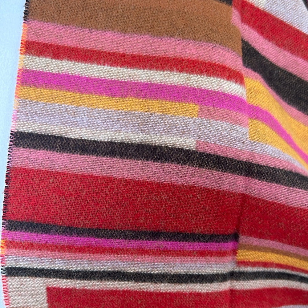 Mantles Striped pink and brown toned Fringe Scarf - Picture 4 of 4